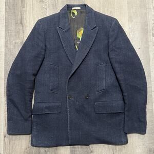 Paul Smith Double Breasted Wool Blend Blue Italian Denim Style Mens Blazer 38